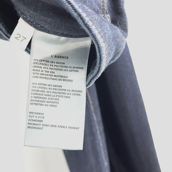 L'AGENCE Margot Midnight High Rise Ankle Skinny Jeans - Picture 8 of 8